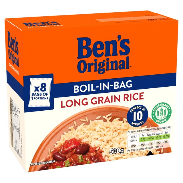 Uncle Bens Long Grain Rice Boil In the Bag 8 x 62.5g