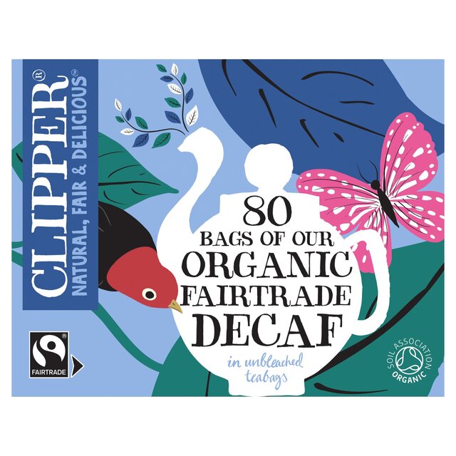 Bolsitas de té orgánico naturalmente descafeinado Clipper 80 por paquete 