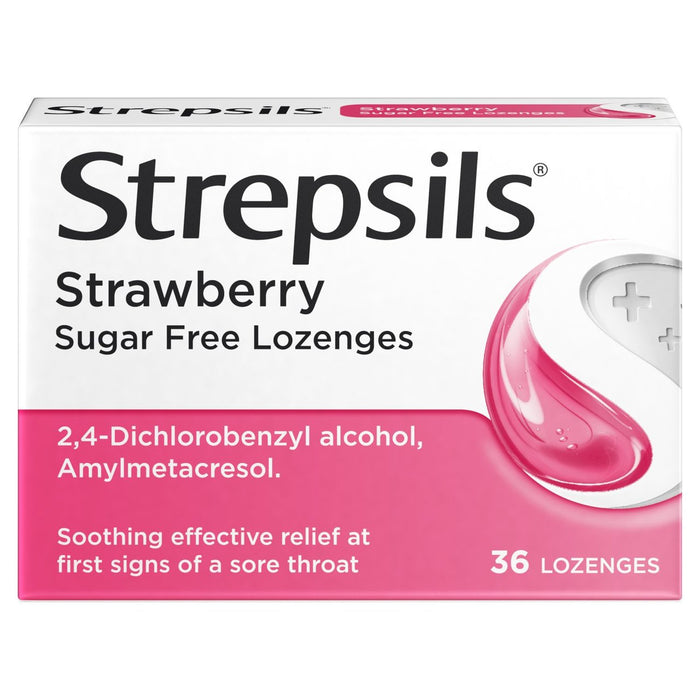 Strepsils Strawberry Sugar sans passes sans maux de gorge 36 par paquet