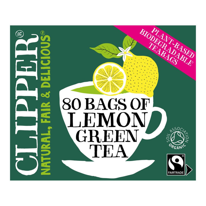 Clipper Organic Fairtrade Green Tea Bags with Lemon 80 per pack
