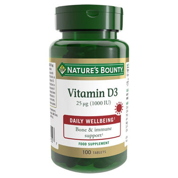 Nature's Bounty Vitamin D3 Suplemento Tabletas 25ug 1000iu 100 por paquete