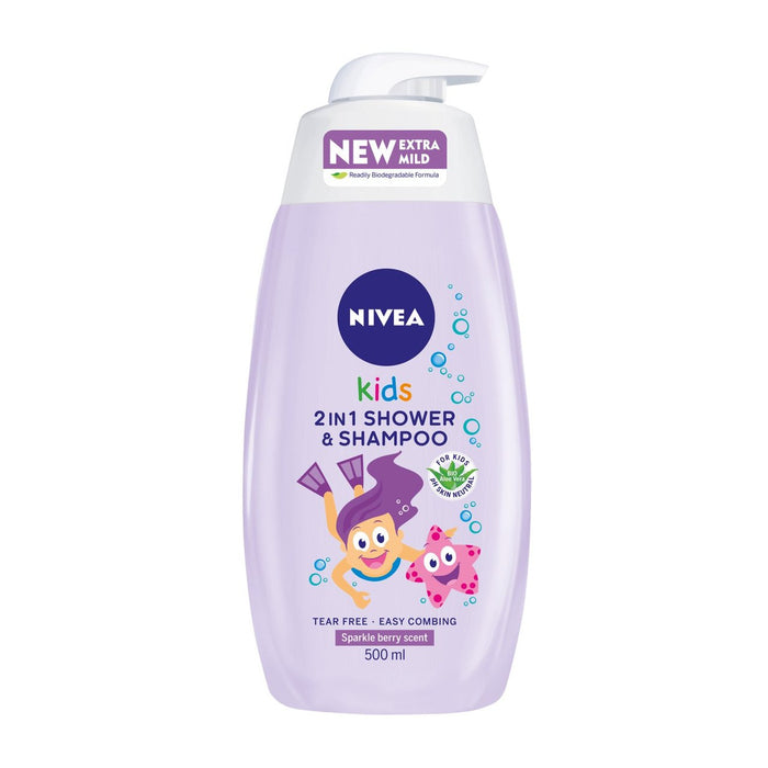 NIVEA Kids Sparkle Berry 2 in 1 Shower & Shampoo 500ml