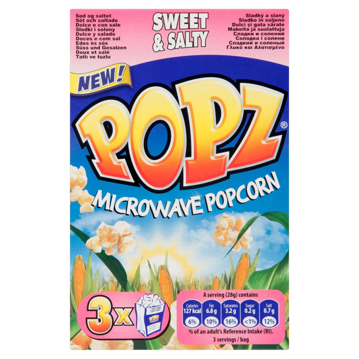 Popz Sweet & Salty Microondave Popcorn 3 x 85g