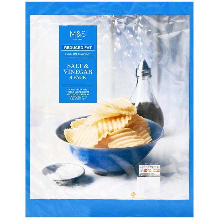 M&S Reduced Fat Salt & Vinegar Crisps 6 x 25g per pack